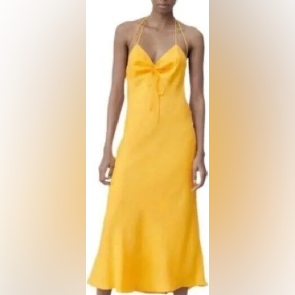 Zara satin effect tangerine orange slip dress - Picture 1 of 2